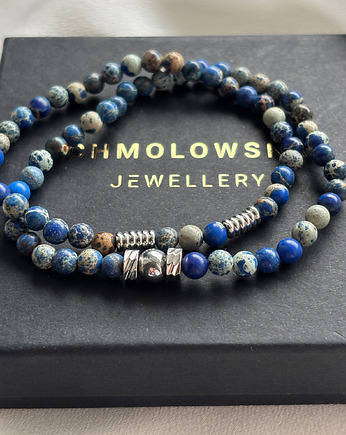 Zestaw męskich bransoletek Jaspis Cesarski Granat, Chmolowska Jewellery