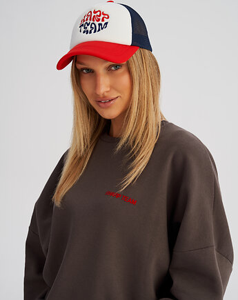 Kolorowa czapka TRUCKERKA granatowo - czerwona, HARP TEAM