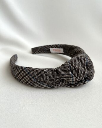 Wełniana opaska supełkowa w kratkę Grey Check, Volie Line