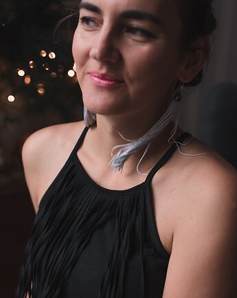 Kolczyki XL frędzle szare chwosty, Mosca