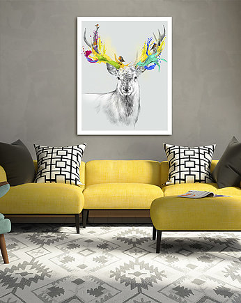 OBRAZ NA PŁÓTNIE -  60x80cm - JELEŃ, LUdesign gallery