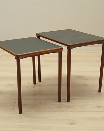 Komplet dwóch stolików tekowych, duński design, lata 70, produkcja: Dania, Przetwory design