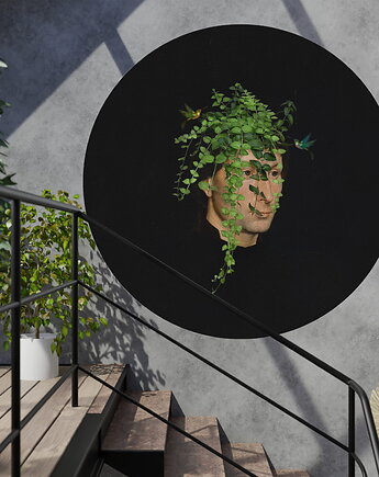 Mural DOTS Mężczyzna z paprotką- okrągła dekoracja ścienna, Ravenart