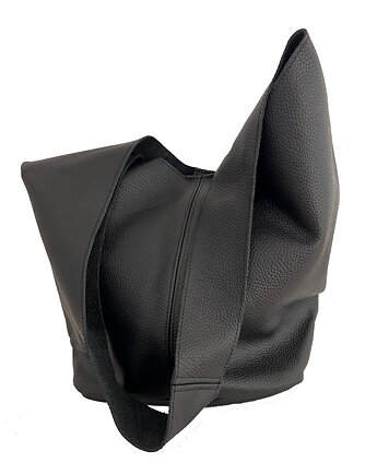 Duża skórzana damska torba na ramię - worek, bagoo