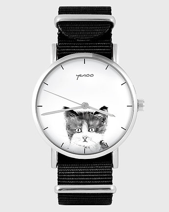 Zegarek - Kotek - czarny, nylonowy, yenoo