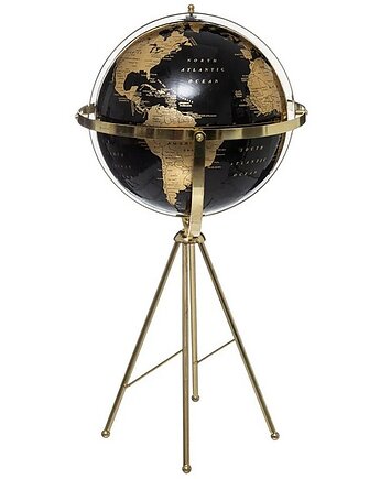 Globus czarno-złoty na trójnogu 75 cm, OKAZJE - Prezent na 80 urodziny