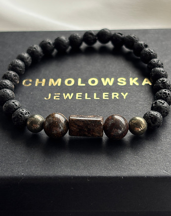 Bransoletka męska Bronzyt i Piryt, Chmolowska Jewellery
