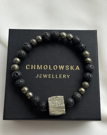 Bransoletka Męska Piryt i Lawa, Chmolowska Jewellery