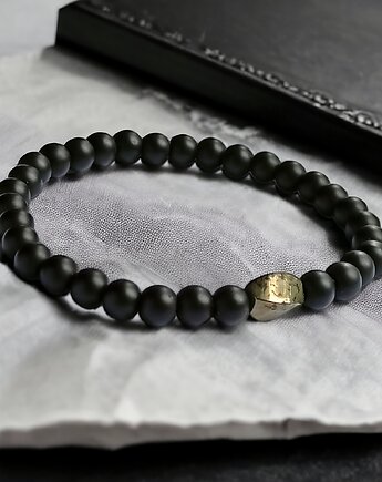 Męska bransoletka: PIRYT & ONYKS : na gumce, kaktusia