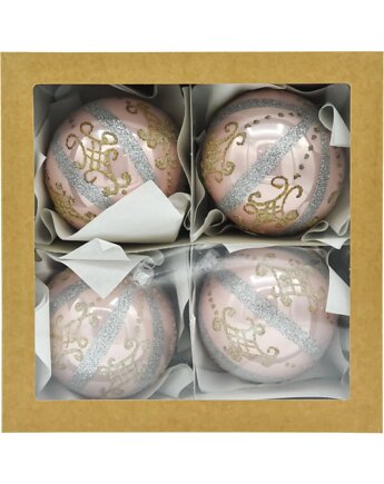 Bombki okrągłe różowe z paskami: zestaw, Syn Bombkarza