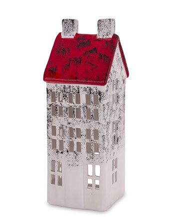 Domek ceramiczny biały z czerwonym dachem, 25x9x9 cm KEDOM, MIA home