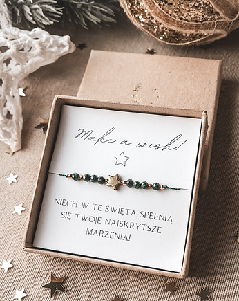Bransoletka Make a wish zielona z malachitem prezent na Święta, Tiny Stone