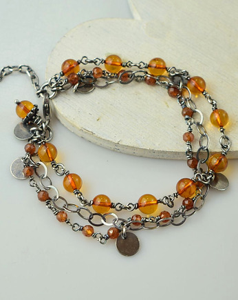 Bursztyn z granatem - bransoletka