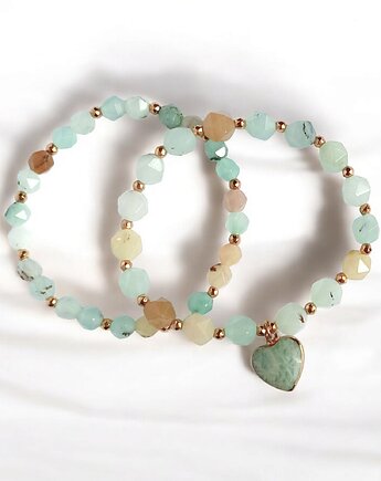 KOMPLET bransoletek : SPRING collection: jadeit i amazonit, kaktusia