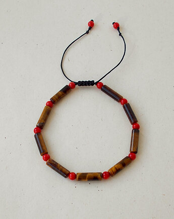 Tygrysie oko i koral Bransoletka z regulacją, galeria nuit