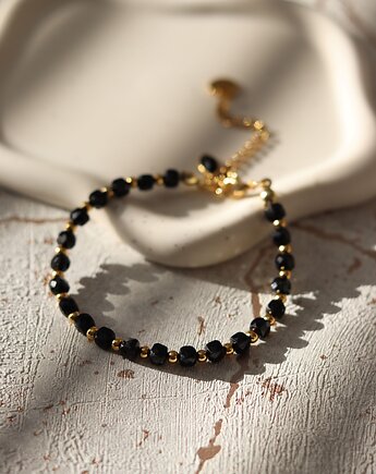 Czarna Bransoletka z Turmalinem, Bransoletka z Onyksem, Złota Bransoletka, Księżycowa bijoux