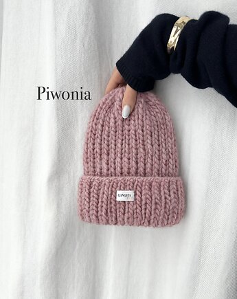 Czapka Lily 100% wełna *piwonia*, GANGSTA KNIT