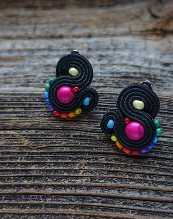 Kolorowe Lentinki- klipsy soutache, Mró Soutache