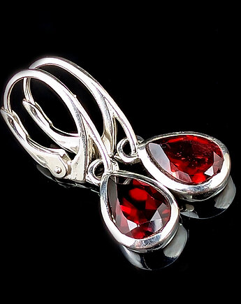 Kolczyki srebrne wine tears- granaty, Pracownia Neores