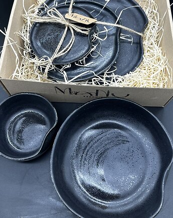 Manu Moon Nero - zestaw 5 talerzy, Manu Ceramika