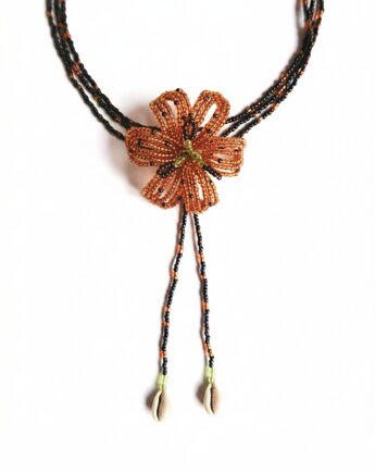 Brązowa Lilia - naszyjnik choker, Hibiscus