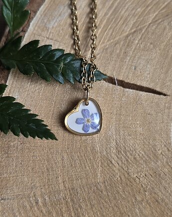 Mały wisiorek z kwiatem prawdziwy kwiat serce serduszko, zkwiatem