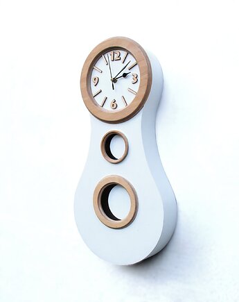 Zegar drewniany z wahadłem Biały  56cm-  Mora style, Clock Wood Studio