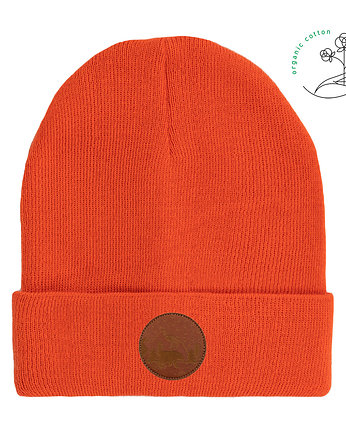 Czapka beanie z bawełny organicznej pomarańczowa, KABAK