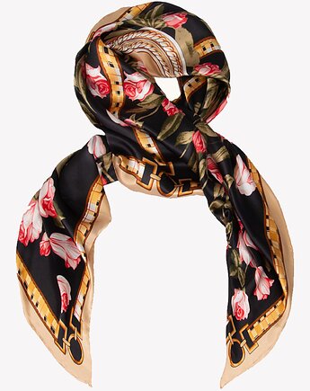 Duża jedwabna chusta wiosenna chustka w kwiaty 110x110 cm, ALLORA BE UNIQUE