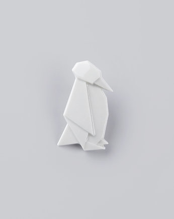 Broszka Porcelanowa Origami Pingwin Biała, StehlikDesign