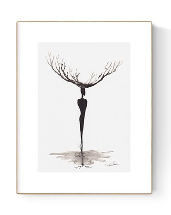 Grafika 21X30 malowana ręcznie na papierze, MiniMalArt