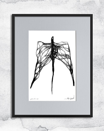 Minimalistyczna grafika z ramą - nr 127 - anioł, Maja Gajewska