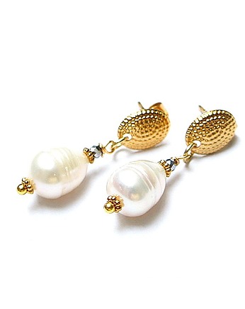 Kolczyki pozłacane Pearls [white] perły vol. 27 , KiKa pracownia
