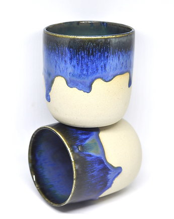 Para Ceramicznych Granatowych Czarek 200 ml, Dwa Wypały