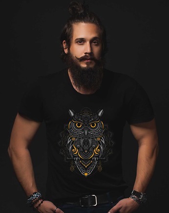 Koszulka organiczna z nadrukiem Etniczna sowa, ART ORGANIC