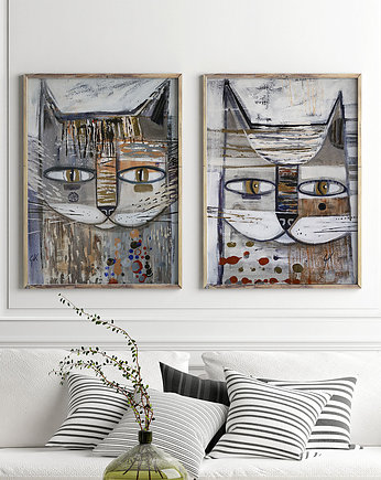 Zestaw 2 plakatów  - koty, Gabriela Krawczyk