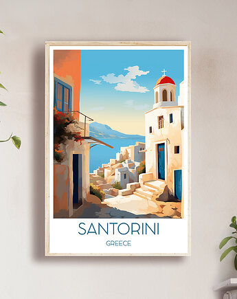 Grecja - Santorini - Plakat, pamiątka dla podróżnika, Black Sapphire Art