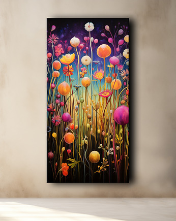 Polne kwiaty - Plakat - Olej, Boho, Abstrakcja, Black Sapphire Art