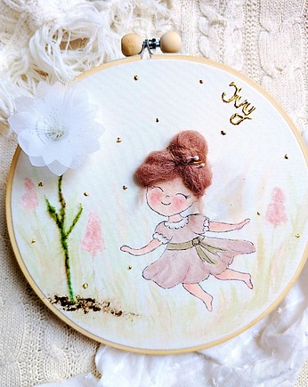Ręcznie malowany obrazek z aniołkiem, pamiątka dla dziewczynki, gingerolla