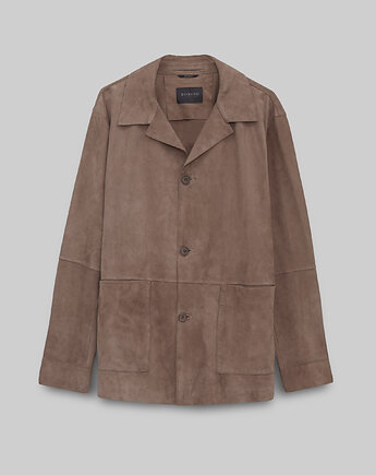 Skórzana marynarka ingria beżowy slim fit, BORGIO