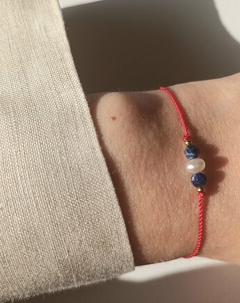 Bransoletka z perłami  i lapisem lazuli, s e n s e d  accessories