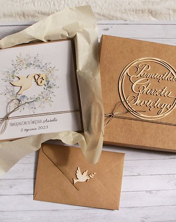 Chrzest - kartka, personalizacja, pudełko, koperta, kaktusia