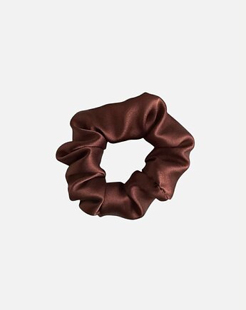 Jedwabna scrunchie gumka frotka midi brązowa czekoladowa, Zdunetti