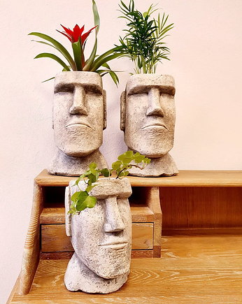 Doniczka osłonka Moai 24cm beton, ZAMIŁOWANIA - Fajne prezenty