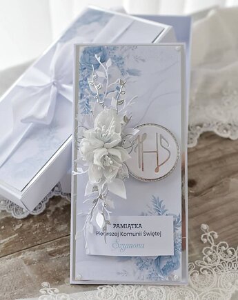 Personalizowana kartka na Pierwszą Komunię Świętą w pudełku dla chłopca, Osobiste Prezenty