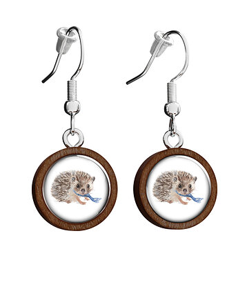 Kolczyki drewniane -Jeżyk - wiszące, yenoo