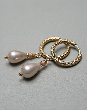 Kolczyki pozłacane Pearls /beige/ perły vol. 5, KiKa pracownia