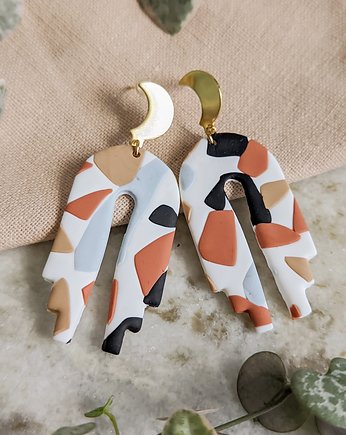 Leciutkie kolczyki lastryko, biżuteria wyglądająca jak kamień. W stylu boho, Dary Rusałki