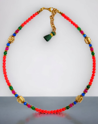 Jadeit & złota lawa : multicolor : naszyjnik, kaktusia