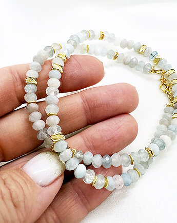 Naszyjnik  AKWAMARYN, choker z kamieni naturalnych, Anemon Atelier